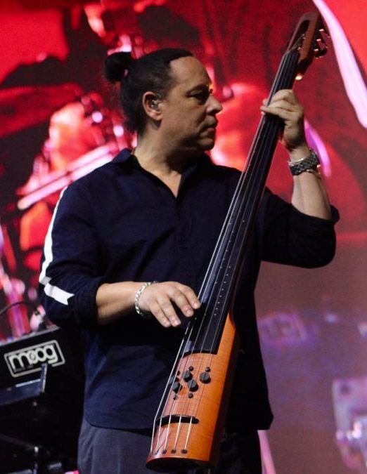 Photograph of NS Design Artist Lionel Dean Jarvis playing his CR5M Electric Upright Bass on tour with Alessia Cara.